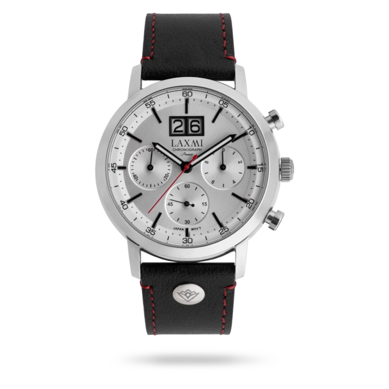 laxmiwatch-8549.webp ساعت مچی مردانه لاکسمی بند چرم دو رنگ طلای نقره ای کد Laxmi 8549 - تصویر 1