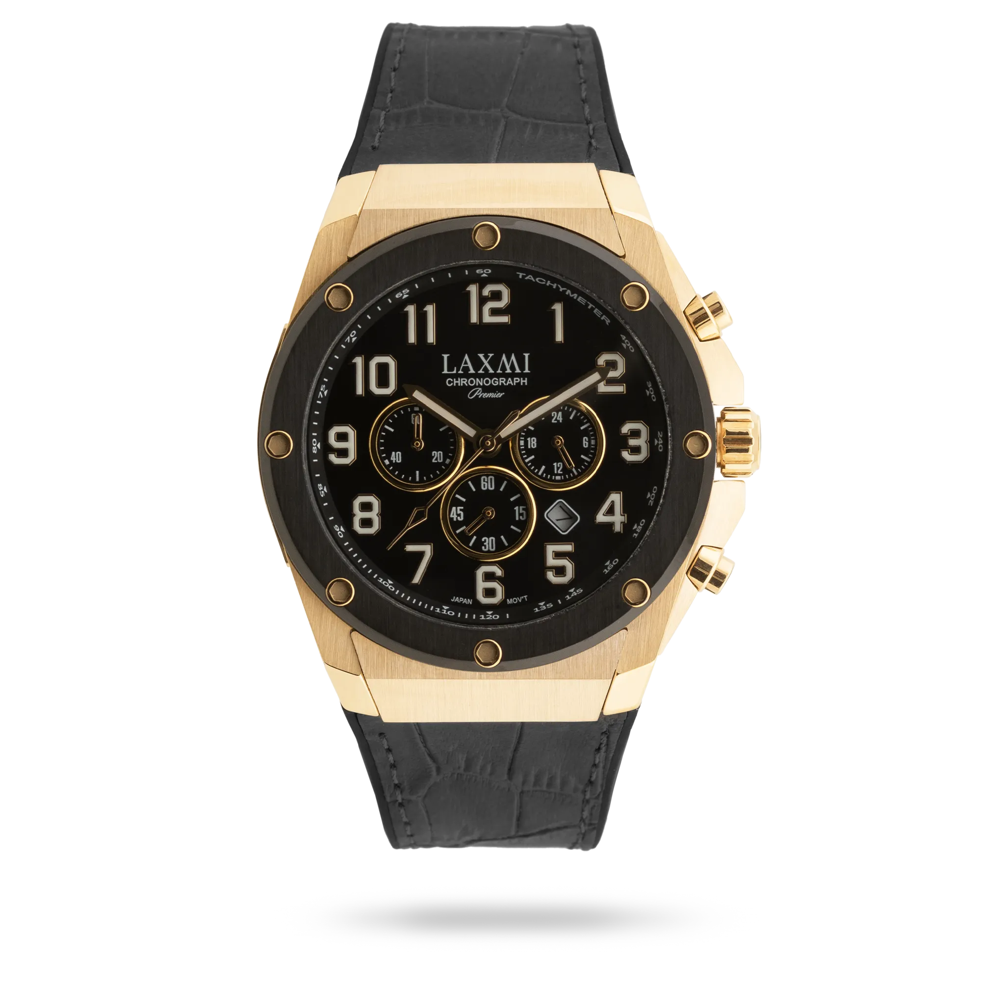 laxmiwatch-8554-2.webp ساعت مچی مردانه لاکسمی بند چرم طلایی کد Laxmi 8554/2 - تصویر 1