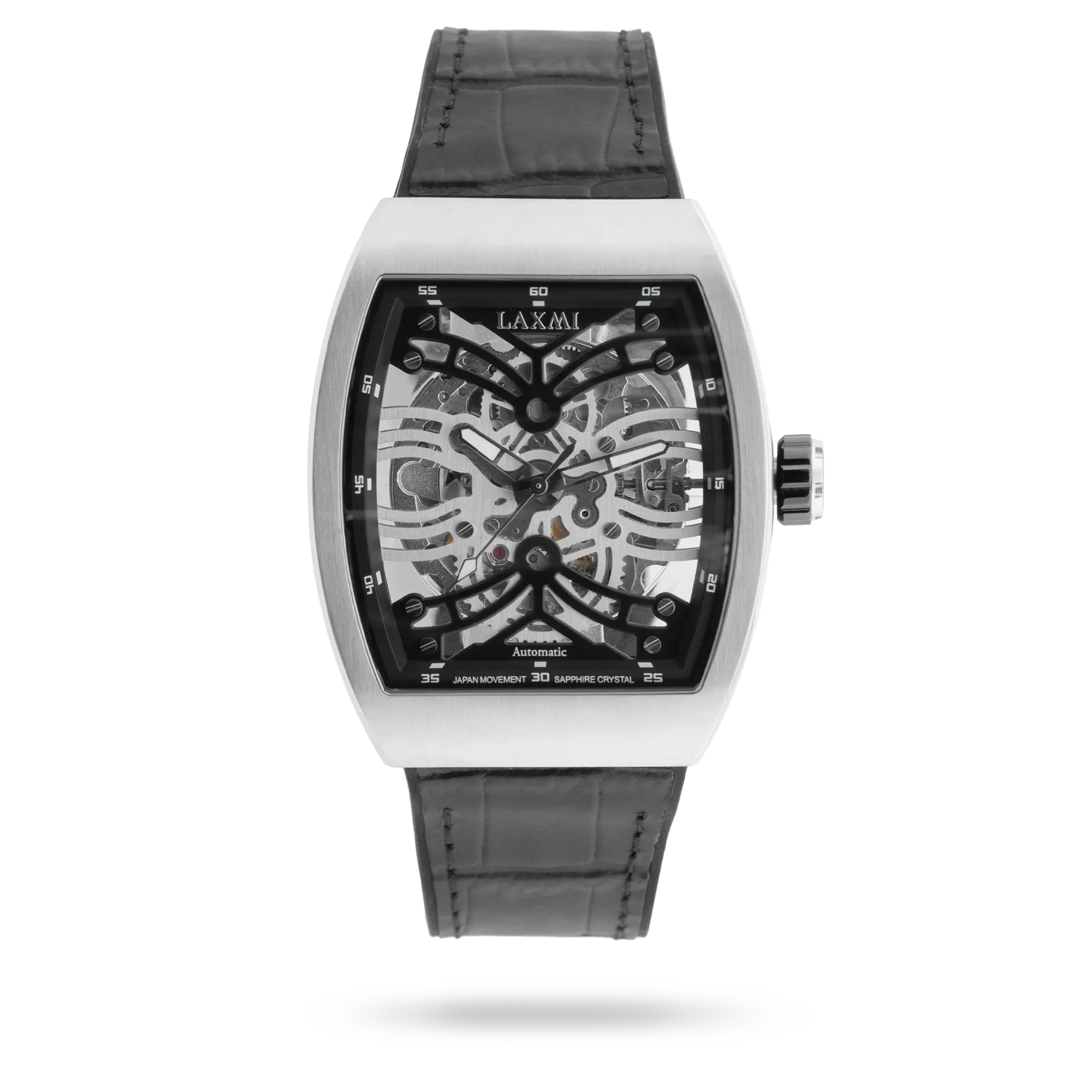 laxmiwatch-8571-5.webp ساعت مچی مردانه لاکسمی بند چرم نقره ای کد Laxmi 8571/5 - تصویر 1
