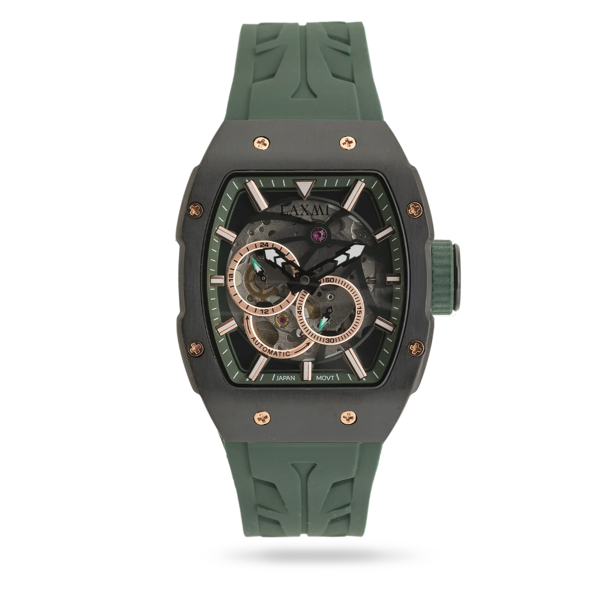 laxmiwatch-8820-4.webp ساعت مچی مردانه لاکسمی بند سیلیکون دودی کد Laxmi 8820/4 - تصویر 1