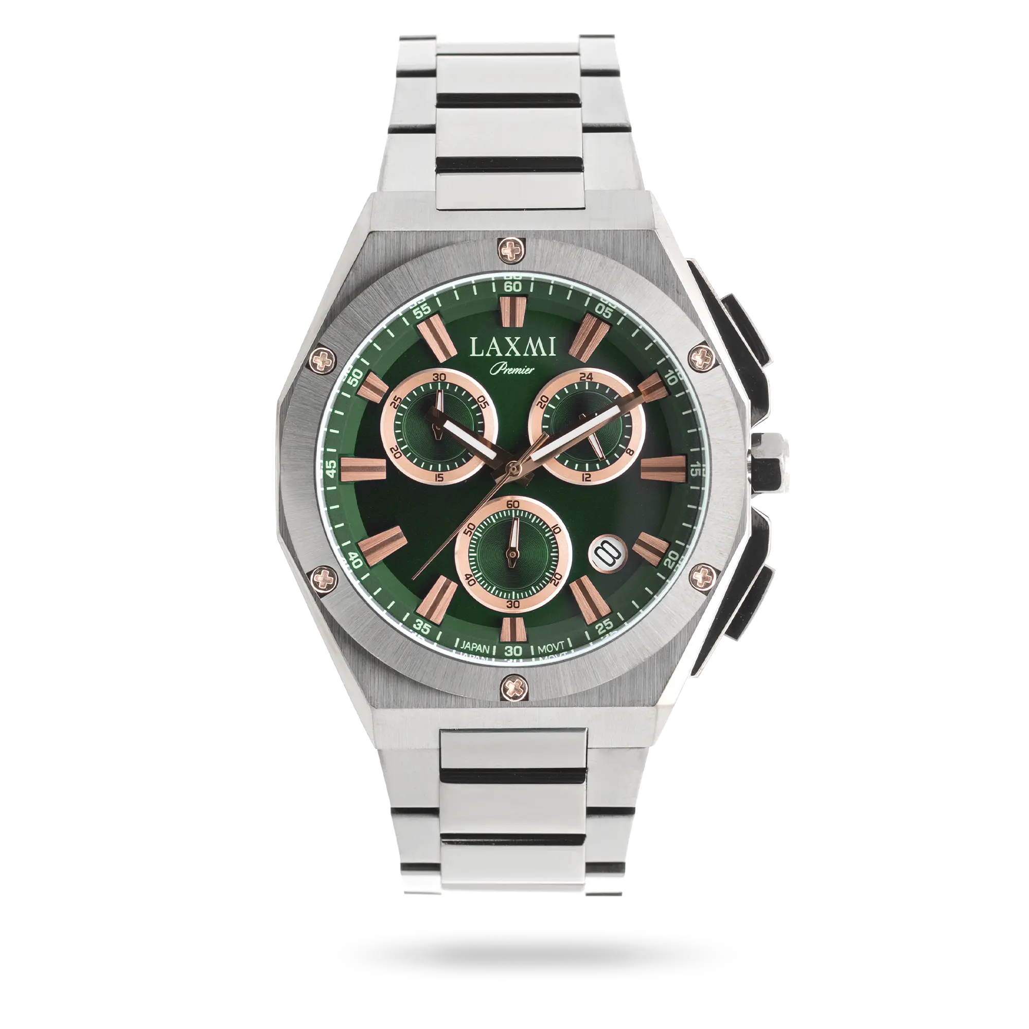 laxmiwatch-8838.webp ساعت مچی مردانه لاکسمی بند استیل نقره ای کد Laxmi 8838 - تصویر 1