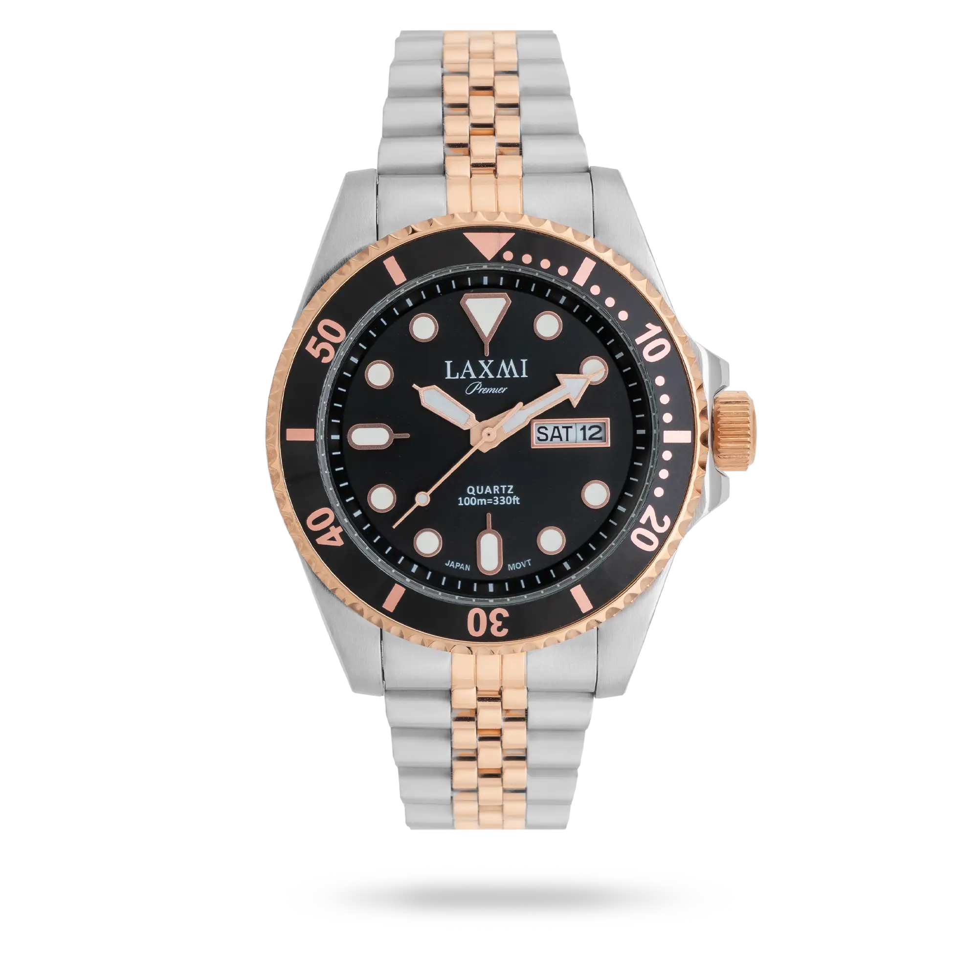 laxmiwatch-8913.webp ساعت مچی مردانه لاکسمی بند استیل دو رنگ رزگلد نقره ای کد Laxmi 8913 - تصویر 1